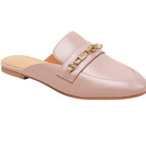 lisa vicky Shoes - Lisa Vicky Effect Open Back Slip On Blush Pink Gold Mule 7.5
